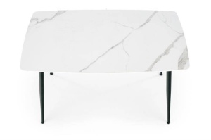 MASA DINING MARCO, CU EFECT DE MARMURA ALBA/NEGRU, 120 CM, BLAT DIN STICLA, MDF SI PICIOARE DIN METAL, STIL MODERN - Img 2