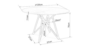 MASA DINING MURANO, 120 CM, EFECT DE MARMURA ALBA/CROM, BLAT DIN CERAMICA SI PICIOARE DIN METAL, STIL MODERN - Img 8