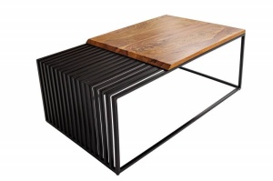 MASUTA DE CAFEA, ARCHITECTURE 100CM, LEMN MASIV SI METAL, MODEL DEOSEBIT - Img 6