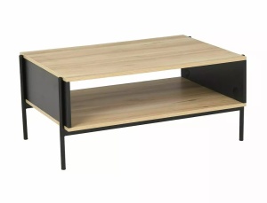 MASUTA DE CAFEA KARINA A, 90 CM, STEJAR/NEGRU, BLAT DIN MDF SI CADRU DIN METAL, STIL MODERN - Img 1
