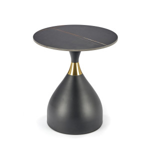 MASUTA DE CAFEA SCALITA, EFECT DE MARMURA NEAGRA/NEGRU/AURIU, DIN CERAMICA SI METAL, STIL MODERN, HALMAR - Img 2