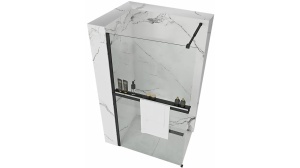 PARAVAN DE DUS REA AERO, 110CM, NEGRU MAT, DIN STICLA, CALITATE SUPERIOARA - Img 1