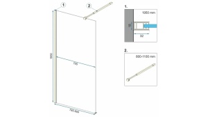 PARAVAN DE DUS REA AERO, 80CM, NEGRU MAT, DIN STICLA, CALITATE SUPERIOARA - Img 2