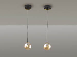 PENDUL DARK, 12 CM, NEGRU MAT/ALAMA, DIN METAL SI STICLA, STIL MODERN - Img 4
