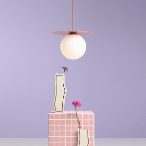 PENDUL LOOP L, 200 CM, CORAL, DIN STICLA SI METAL, STIL MODERN - Img 3