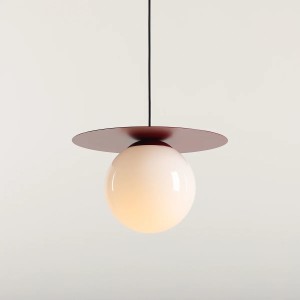 PENDUL LOOP M, 200 CM, ROSU, DIN STICLA SI METAL, STIL MODERN - Img 2
