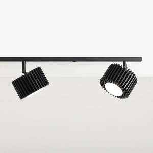 PLAFONIERA TULL, 4 BRATE, 14 CM, NEAGRA, DIN LEMN SI METAL, STIL MODERN - Img 2