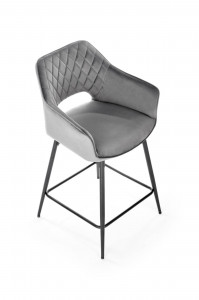 SCAUN DE BAR H-107, GRI/NEGRU, TAPITAT CU CATIFEA, STIL MODERN, HALMAR - Img 3