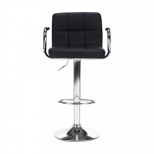 SCAUN DE BAR LEORA 2 NEW, NEGRU/CROM, STIL MODERN, TK - Img 3