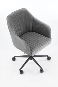 SCAUN DE BIROU FRESCO, GRI/NEGRU, TAPITERIE DIN CATIFEA SI PICIOARE DIN METAL, STIL MODERN - Img 2