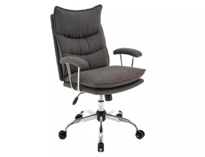 SCAUN DE BIROU PIVOTANT Q-289, GRI/CROM, TAPITERIE DIN STOFA SI PICIOR DIN METAL, STIL MODERN - Img 1