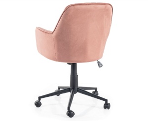 SCAUN DE BIROU PIVOTANT Q-886, ROZ ANTIC BLUVEL 52/NEGRU, TAPITERIE DIN CATIFEA SI PICIOR DIN METAL, STIL MODERN - Img 2