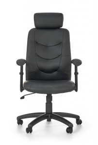 SCAUN DE BIROU STILO, NEGRU/NEGRU, TAPITERIE DIN PIELE ECOLOGICA SI PICIOARE DIN METAL, STIL MODERN - Img 6