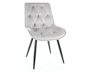 SCAUN DINING CHERRY II, GRI DESCHIS BLUVEL 03/NEGRU MAT, TAPITERIE DIN CATIFEA SI PICIOARE DIN METAL, STIL MODERN, SIGNAL - Img 1