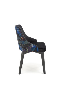 SCAUN DINING ENDO, NEGRU BLUVEL 19/MULTICOLOR/NEGRU, CU TAPITERIE DIN CATIFEA SI PICIOARE DIN LEMN MASIV, STIL CLASIC - Img 6