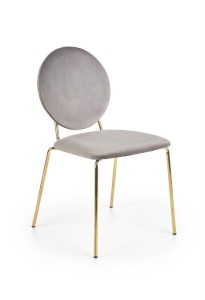 SCAUN DINING K363, GRI/AURIU, CU TAPITERIE DIN STOFA FINA SI PICIOARE DIN METAL, STIL MODERN, HALMAR - Img 1
