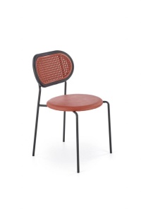 SCAUN DINING K524, BORDO/NEGRU, DIN RATTAN, PIELE ECOLOGICA SI PICIOARE DIN METAL , STIL MODERN - Img 3