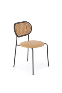 SCAUN DINING K524, MARO DESCHIS/NEGRU, DIN RATTAN, PIELE ECOLOGICA SI PICIOARE DIN METAL , STIL MODERN - Img 6