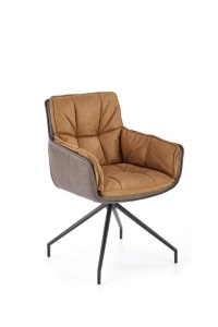 SCAUN DINING PIVOTANT K523, MARO/NEGRU, TAPITERIE DIN STOFA SI PIELE ECOLOGICA SI PICIOARE DIN METAL, STIL MODERN - Img 1