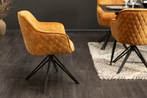 SCAUN ROTATIV GALBEN MUSTAR, EUPHORIA COD 40260, DIN METAL SI CATIFEA, STIL RETRO - Img 2