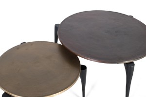SET 2 MASUTE DE CAFEA, AURIU/NEGRU, REALIZATE DIN METAL, MODEL DEOSEBIT - Img 2