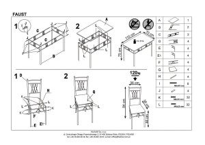 SET DINING - MASA FAUST CU 4 SCAUNE DESIGN MODERN HALMAR - Img 2
