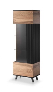 SET LIVING RANDOM, STEJAR WOTAN/NEGRU, DIN MDF FURNIRUIT, POLIPROPILENA SI METAL, STIL MODERN, HALMAR - Img 3