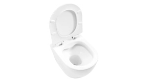 SET VAS DE TOALETA CARLO FLAT MINI+BIDEU CARLO MINI SUSPENDATE, ALB, DIN CERAMICA, CALITATE SUPERIOARA - Img 5