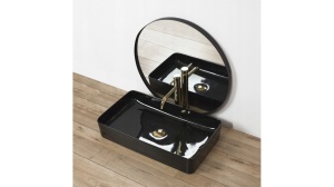 STOC!!! LAVOAR REA CERAMIC DENIS, SLIM, NEGRU, 61CM, MONTAJ PE BLAT, CALITATE SUPERIOARA, REA - Img 6