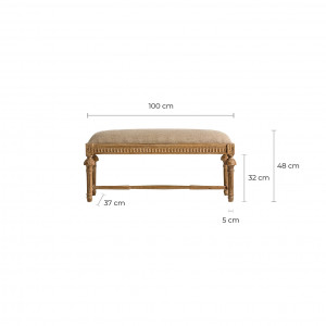 TABURET PAT STOOL NARGIS REF. 25438, CULOARE BEJ, DIN LEMN MASIV DE MANGO , BUMBAC, VIC - Img 4