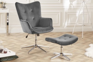 TABURET/SUPORT PICIOARE LOUNGER CATIFEA GRI DESIGN MODERN - Img 2