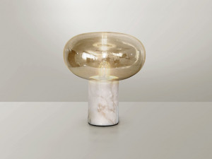 VEIOZA FUNGI, 39 CM, EFECT DE MARMURA ALBA/AMBER, DIN MARMURA SI STICLA, STIL MODERN - Img 2