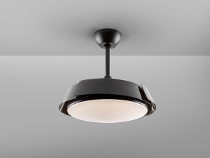 VENTILATOR ENZO, CU TELECOMANDA, 38/51 CM, NEGRU MAT/OPAL, DIN METAL, ACRIL SI METACRILAT, STIL MODERN - Img 5