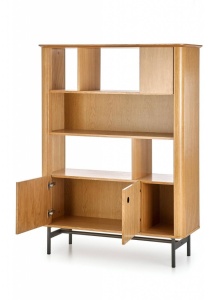BIBLIOTECA SMART REG-2, STEJAR NATURAL/NEGRU, 153 CM, DIN MDF FURNIRUIT SI METAL, STIL VINTAGE - Img 6