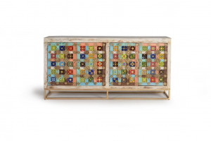 BUFET 180CM, DIN LEMN MASIV DE MANGO SI METAL, MULTICOLOR, GINER Y COLOMER - Img 3