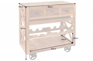 BUFET 90CM, BODEGA, LEMN MASIV SI ROTI METAL, ARTIM GROUP SELECTION - Img 6