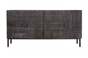 BUFET HIEROGLYPH 180CM, MARO/NEGRU, DIN LEMN MASIV DE MANGO, GINER Y COLOMER - Img 1
