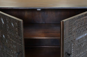 BUFET HIEROGLYPH 180CM, MARO/NEGRU, DIN LEMN MASIV DE MANGO, GINER Y COLOMER - Img 2