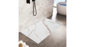 CADITA DE DUS REA BAZALT CARRARA, 90x120 CM, EFECT DE MARMURA ALBA, DIN COMPOZIT, CALITATE SUPERIOARA - Img 6