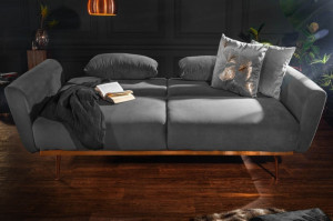 CANAPEA EXTENSIBILA 210CM, TAPITATA CU CATIFEA GRI, BELLEZZA, STIL MODERN - Img 4