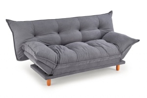 CANAPEA EXTENSIBILA PILLOW, CU COTIERE REGLABILE, GRI/NATURAL, TAPITERIE DIN STOFA FINA SI LEMN MASIV, STIL MODERN - Img 1