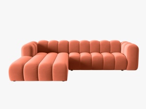 COLTAR MODULAR LUPIN, STANGA, 4 LOCURI, 288 CM, CORAL 12, TAPITERIE DIN CATIFEA, DESIGN DEOSEBIT - Img 1