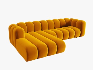 COLTAR MODULAR LUPIN, STANGA, 4 LOCURI, 288 CM, GALBEN 10, TAPITERIE DIN CATIFEA, DESIGN DEOSEBIT - Img 3