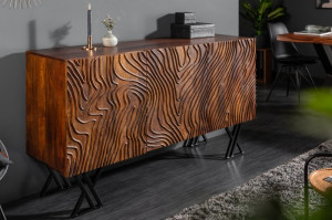 COMODA/BUFET, FLUID 160CM, DIN LEMN MASIV DE MANGO SI CADRUL DE METAL - Img 1