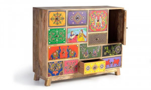 DULAP LIVING 112CM, MULTICOLOR, LEMN DE MANGO, GINER Y COLOMER - Img 2