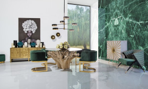 DULAP PREM REF. 25355, DIN METAL, MDF SI LEMN MASIV DE MANGO, ALB/AURIU, STIL CLASIC, VIC - Img 1