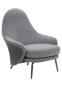 FOTOLIU LOBBY TEDDY, GRI/NEGRU, TAPITERIE DIN TEXTIL PLUSAT SI PIELE ECOLOGICA, STIL MODERN - Img 1