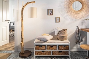 LAMPADAR WILD NATURE ALB/NATURAL 163CM DIN LEMN SI BUMBAC COD 39636 - Img 2
