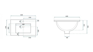 LAVOAR REA INCASTRAT DAFNE, 62 CM, ALB, DIN CERAMICA, CALITATE SUPERIOARA - Img 4
