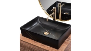 LAVOAR REA INGA, EFECT DE MARMURA NEAGRA MATA, 51 CM, DIN CERAMICA, CALITATE SUPERIOARA - Img 3